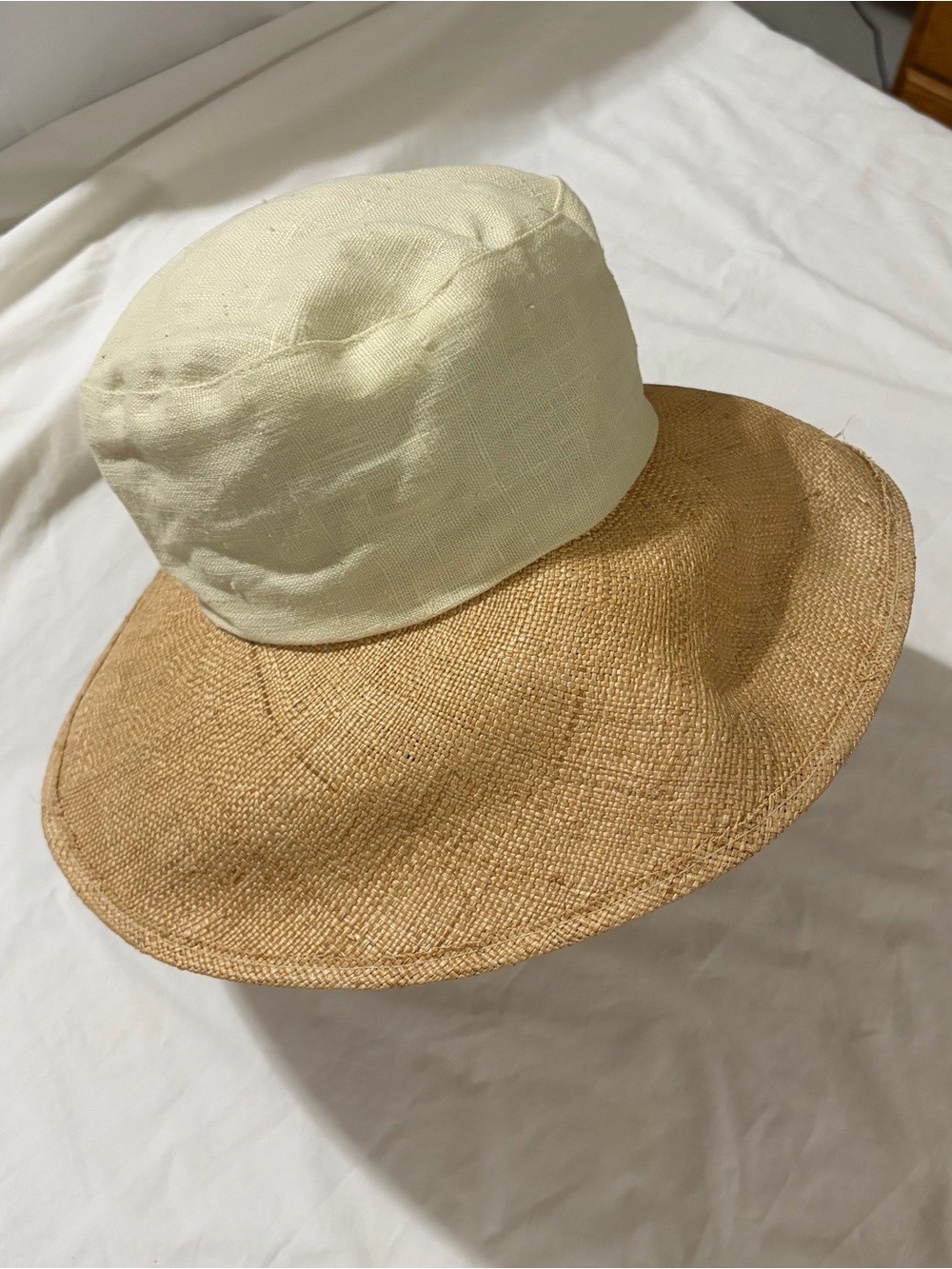 Vintage Laura Ashley linen & straw hat